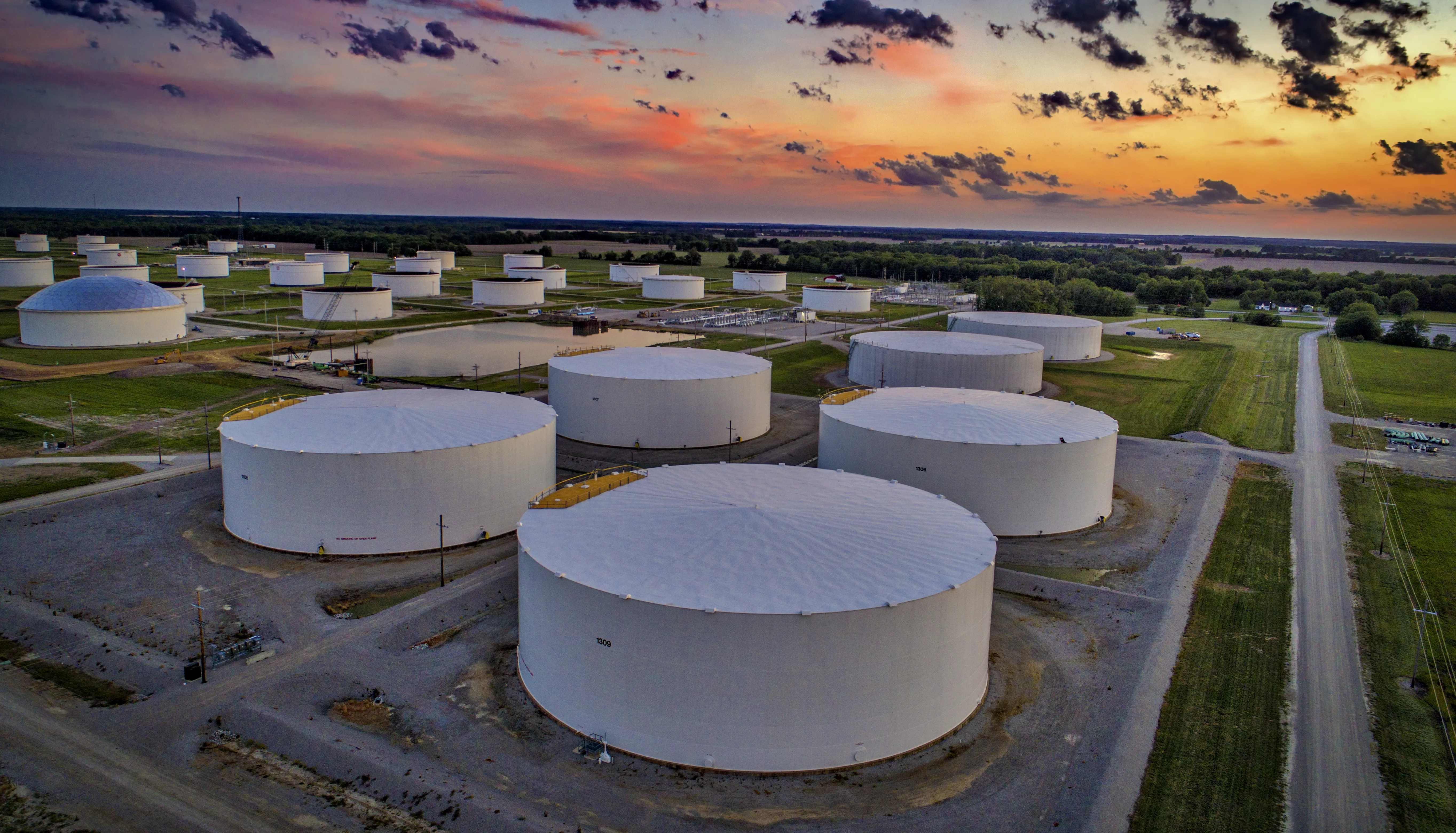 The Patoka pipeline terminal at sunset