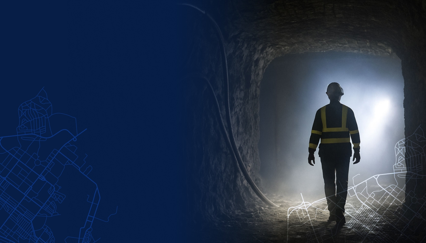 A Marathon Pipe Line operator walking down into storage cavern