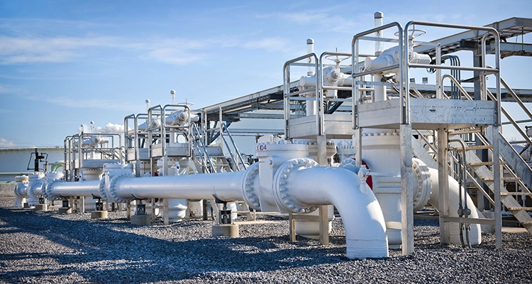 White gas pipes at a terminal 
