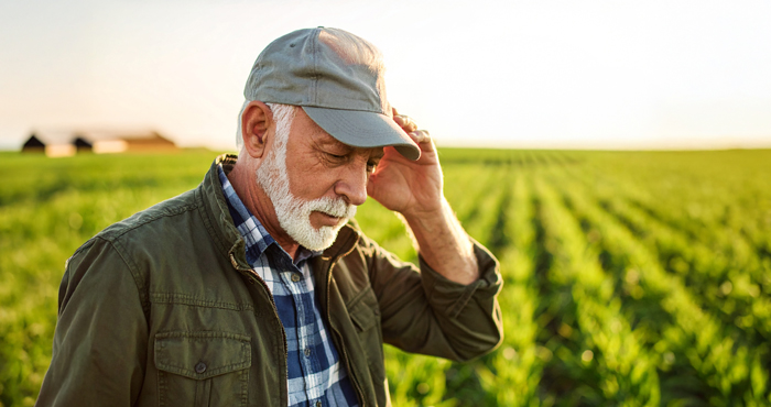 A farmer hearing a strange hissing sound in his field, indicating a pipeline leak