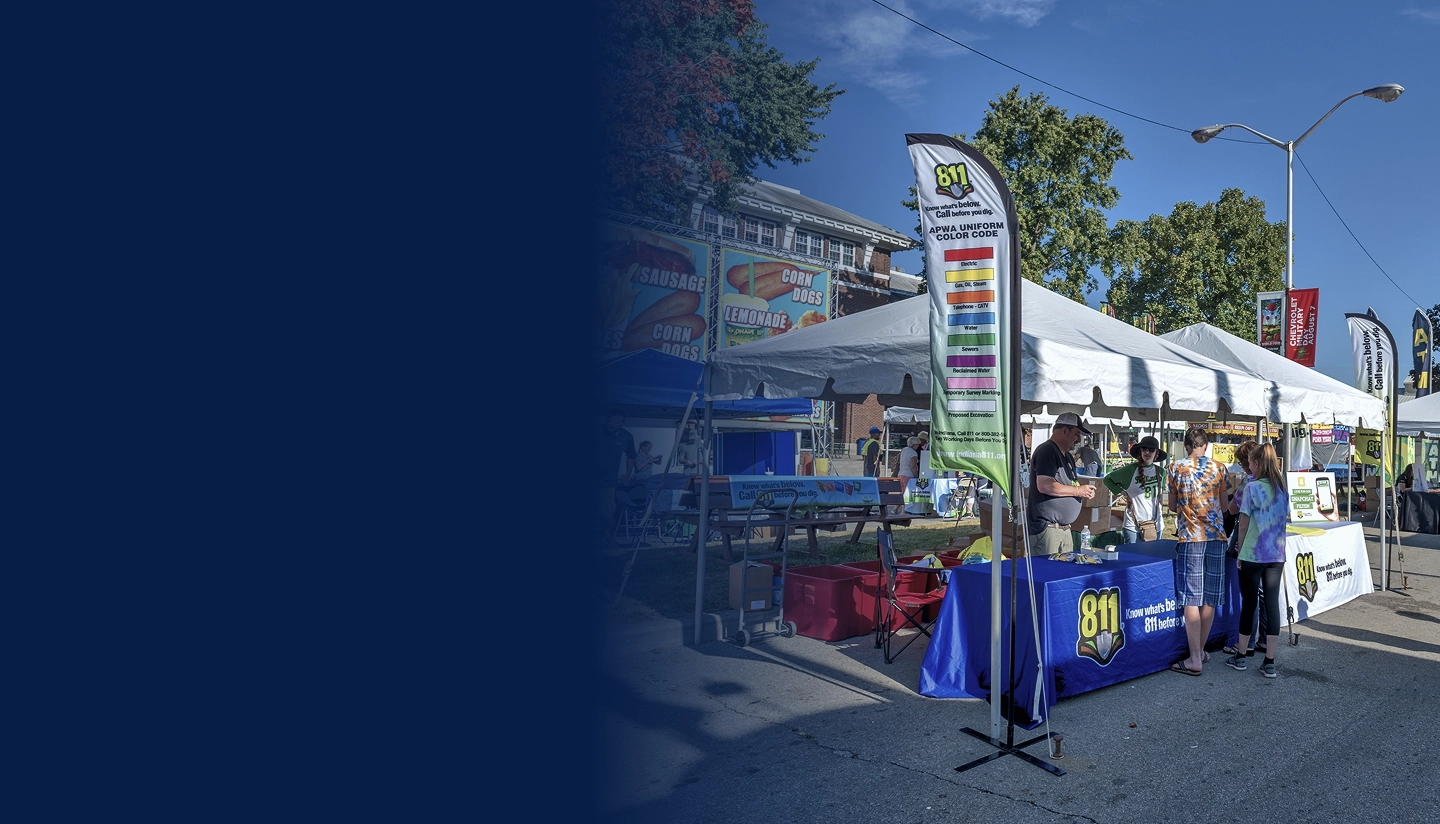 Marathon Pipe Line booths set up at a festival talking about 811 and pipeline safety